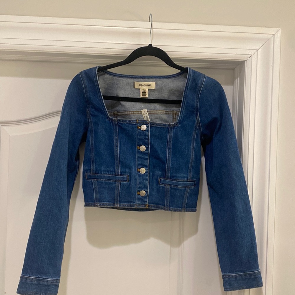 Madewell Denim Square-Neck Crop Top